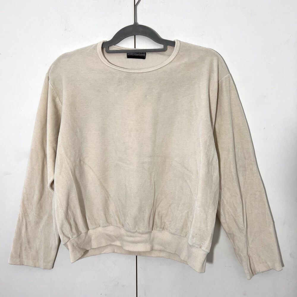 Vintage Bloomingdale’s Men’s Store Sweatshirt Mens S Beige Velour‎ Cropped